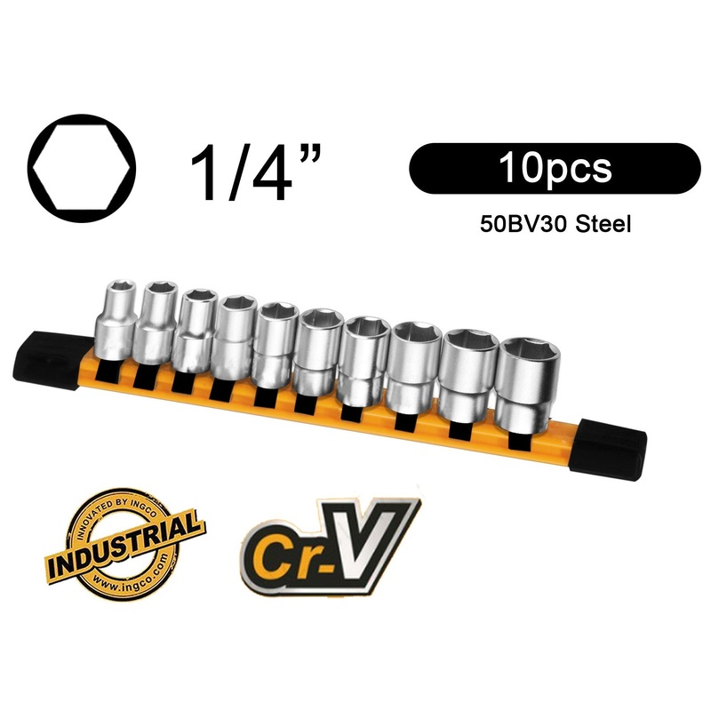 Ingco HKTS14103 10pcs Socket Wrench Set 1/4″ Drive
