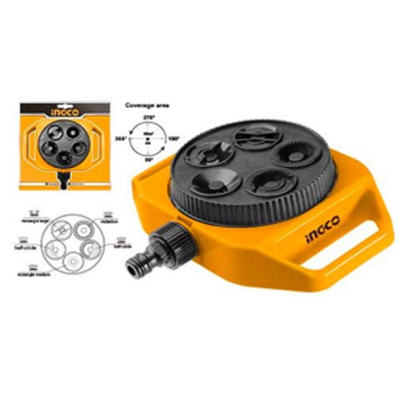 Ingco HPS33061 5in1 Garden Plastic Turret Sprinkler